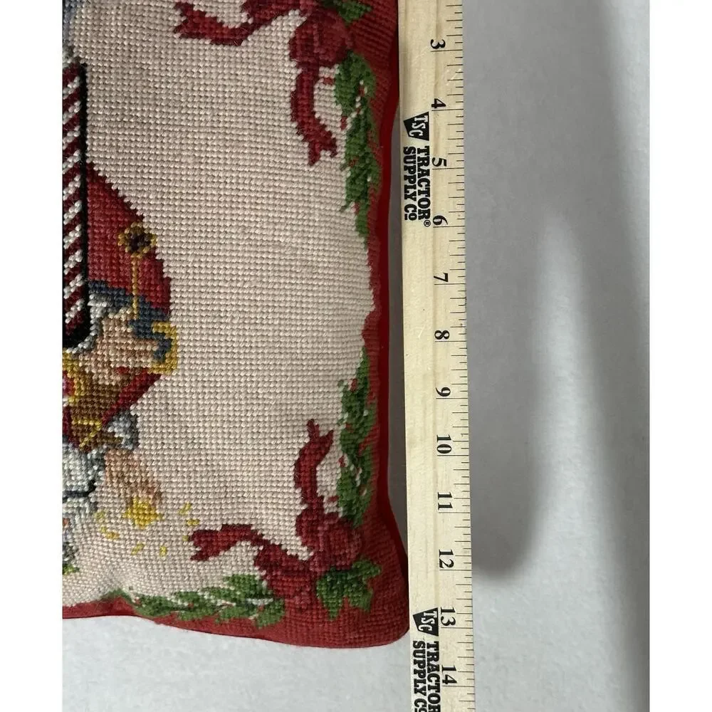 Steinwinder Needlepoint Wool Santa Checking List Pillow Cover 14